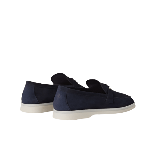 Loro Piana Summer Charms Walk Suede Dark Blue Loafers 2