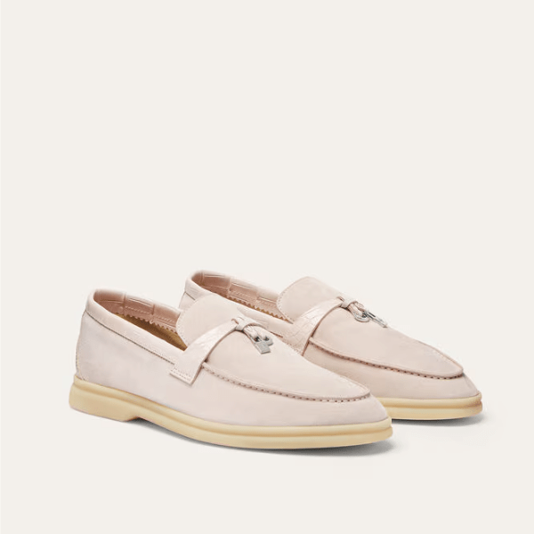 Loro Piana Summer Charms Walk Whisper Pink Loafer Suede 4