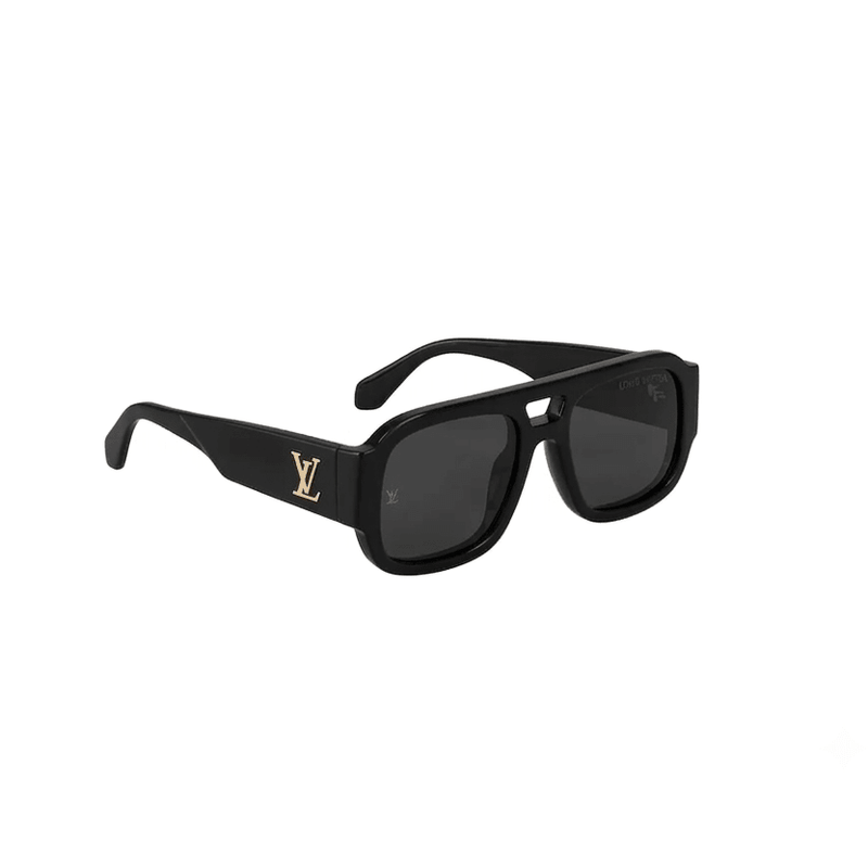Louis Vuitton Black Acetate Sunglasses With Gold Logo