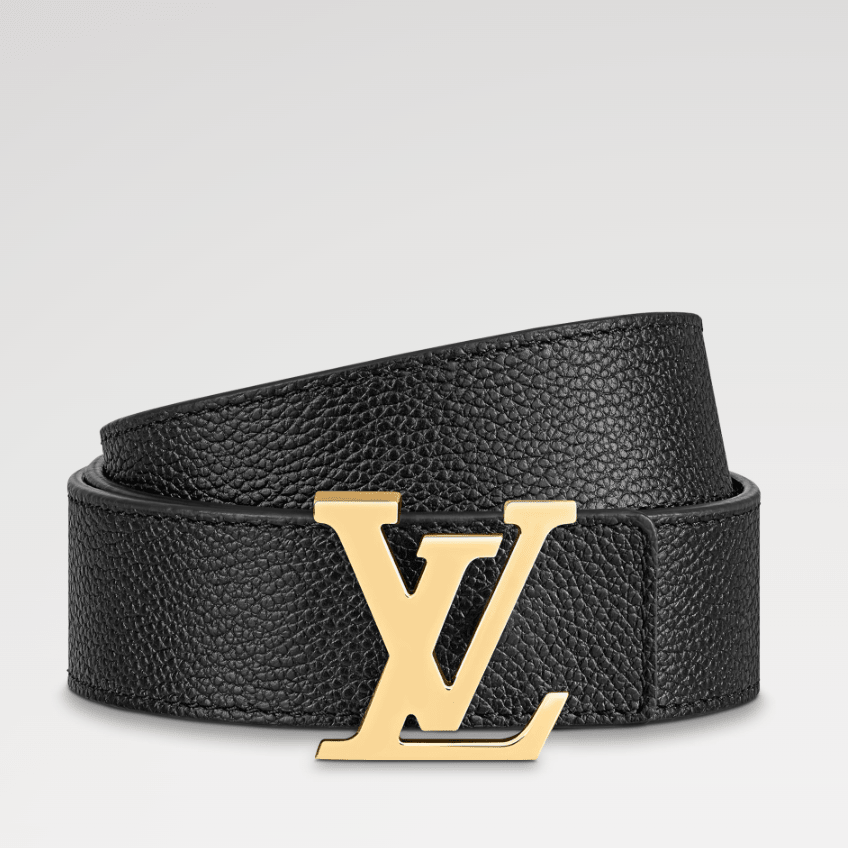 Louis Vuitton Black Belt With Gold-tone LV Logo Buckle 2