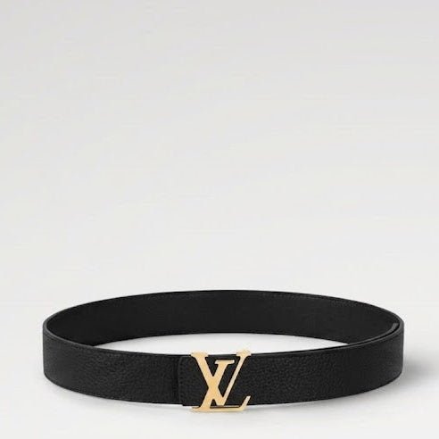 Louis Vuitton Black Belt With Gold-tone LV Logo Buckle - BEAUTY BAR