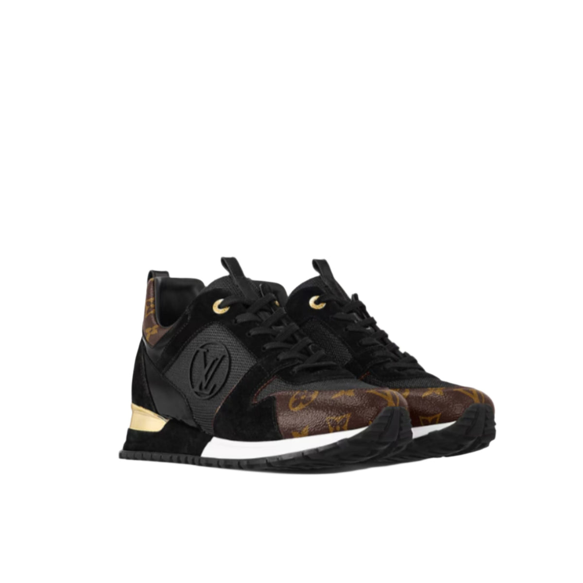 Louis Vuitton Black Suede/Monogram Canvas Run Away Trainer 1