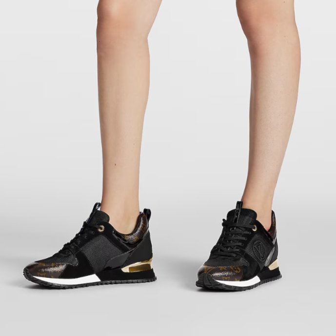 Louis Vuitton Black Suede/Monogram Canvas Run Away Trainer 4