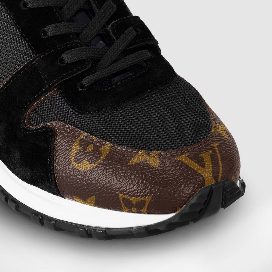 Louis Vuitton Black Suede/Monogram Canvas Run Away Trainer 7