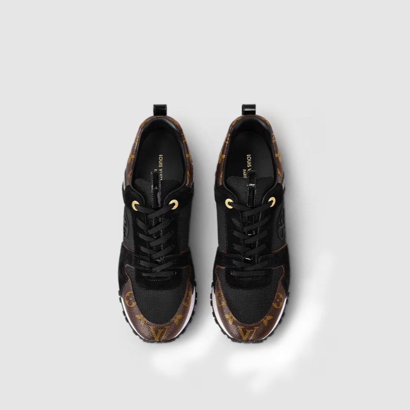 Louis Vuitton Black Suede/Monogram Canvas Run Away Trainer 5
