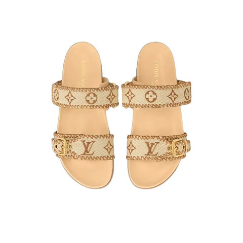 Louis Vuitton Bom Dia Slide Slippers Women's Brown - BEAUTY BAR