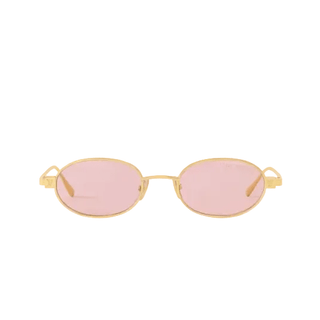 Louis Vuitton Luxury Gold Oval Sunglasses With Bink Gradient Lenses