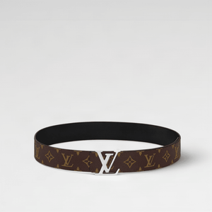 Louis Vuitton Monogram Belt With a Silver-Tone Interlocking LV Buckle