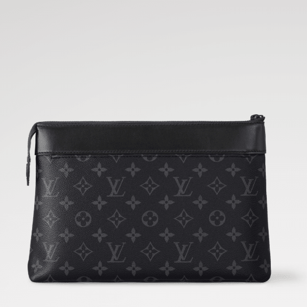 Louis Vuitton Monogram Eclipse Canvas Zip Clutch Bag Black Leather Trim 5