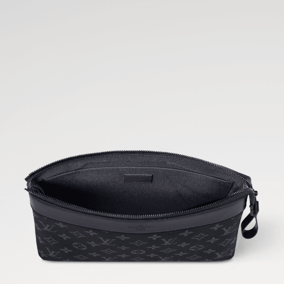 Louis Vuitton Monogram Eclipse Canvas Zip Clutch Bag Black Leather Trim 4