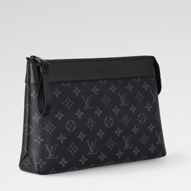 Louis Vuitton Monogram Eclipse Canvas Zip Clutch Bag Black Leather Trim 2