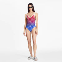 Louis Vuitton Monogram Gradient Cut-Out One-Piece Swimsuit Red - Blue