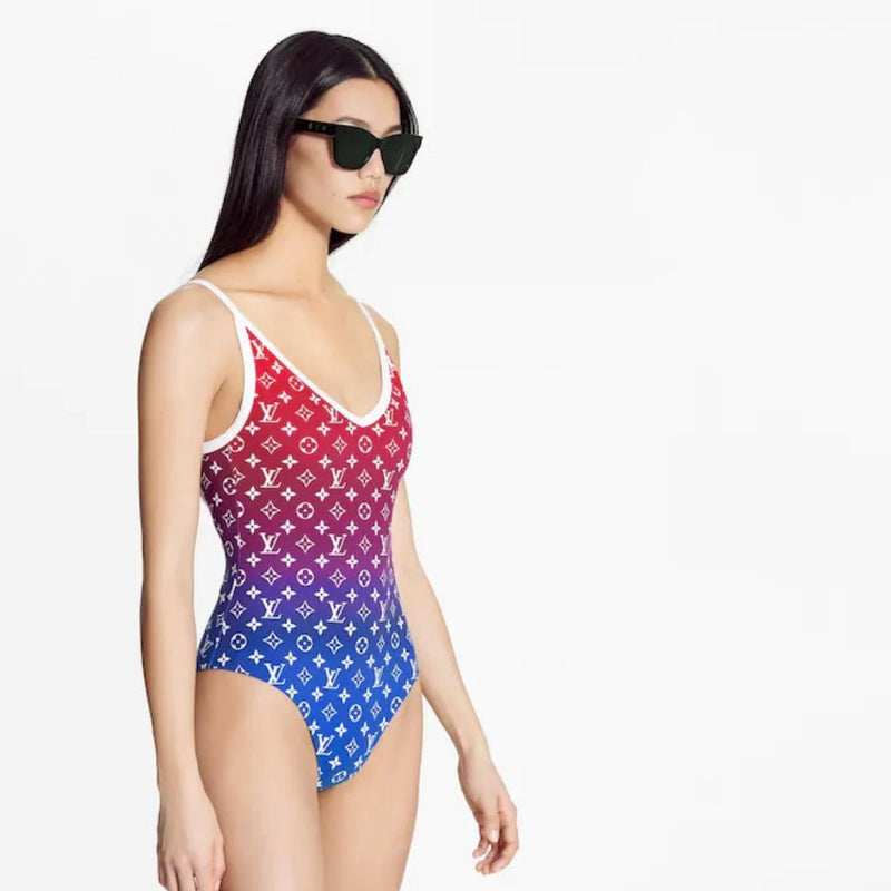 Louis Vuitton Monogram Gradient Cut-Out One-Piece Swimsuit Red - Blue 2