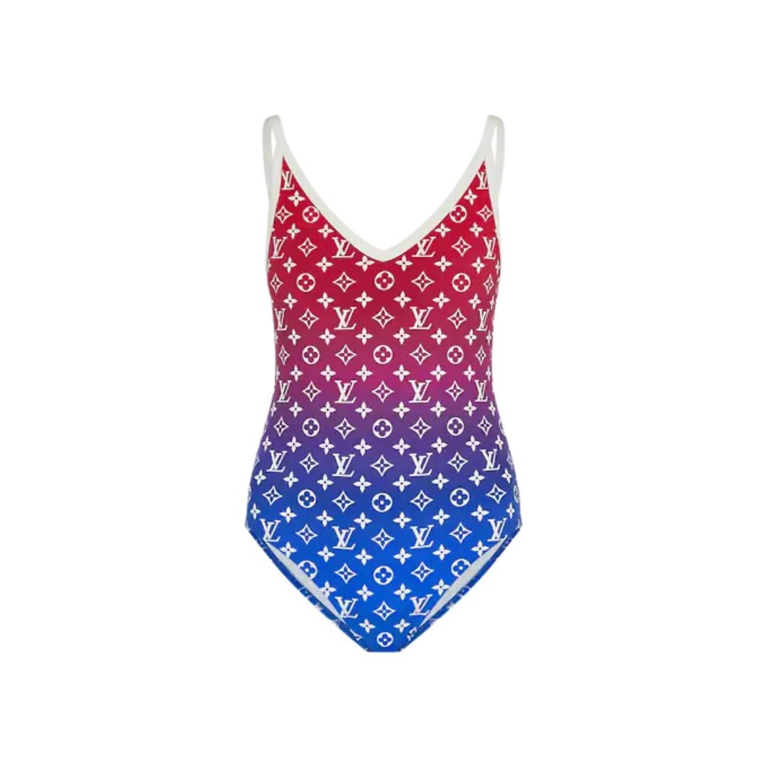 Louis Vuitton Monogram Gradient Cut-Out One-Piece Swimsuit Red - Blue 5