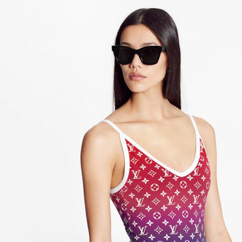 Louis Vuitton Monogram Gradient Cut - Out One - Piece Swimsuit Red - Blue - BEAUTY BAR