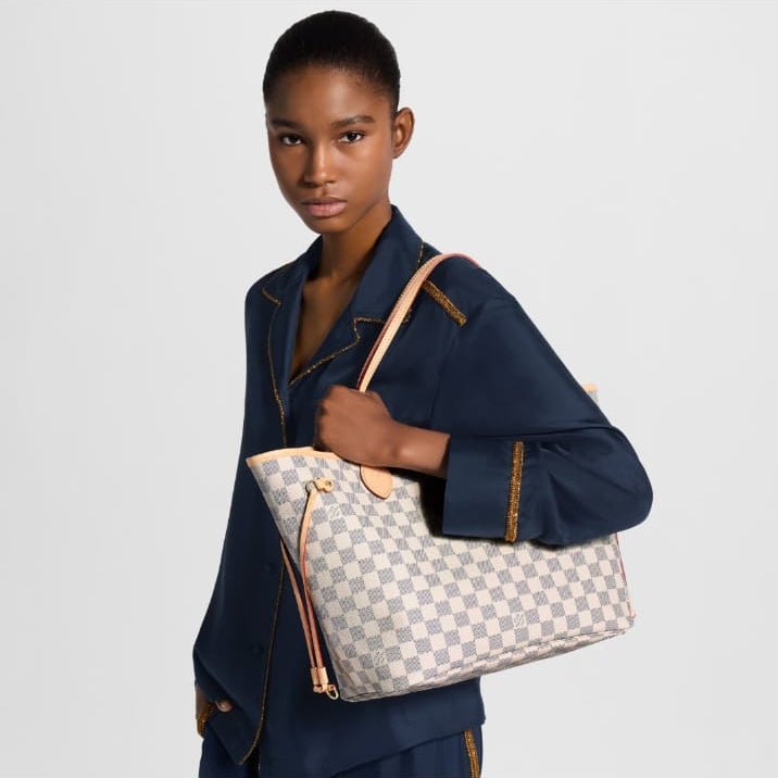 Louis Vuitton Neverfull MM Damier Azur Canvas Beige 4