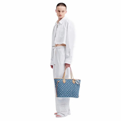 Louis Vuitton Neverfull MM Monogram Denim - BEAUTY BAR