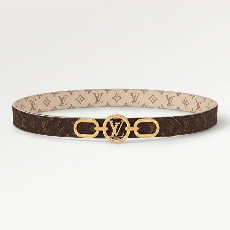 Louis Vuitton Reversible Belt In Monogram Canvas Featuring A Gold-Tone Hardware Beige