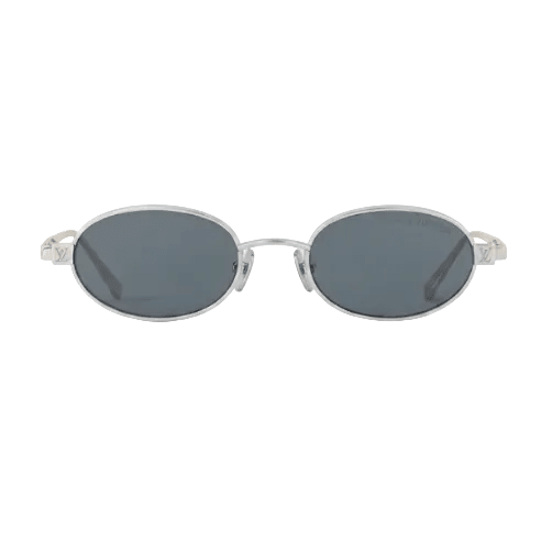Louis Vuitton Vintage Oval Sunglasses – Silver Metal Frame & Blue Lenses