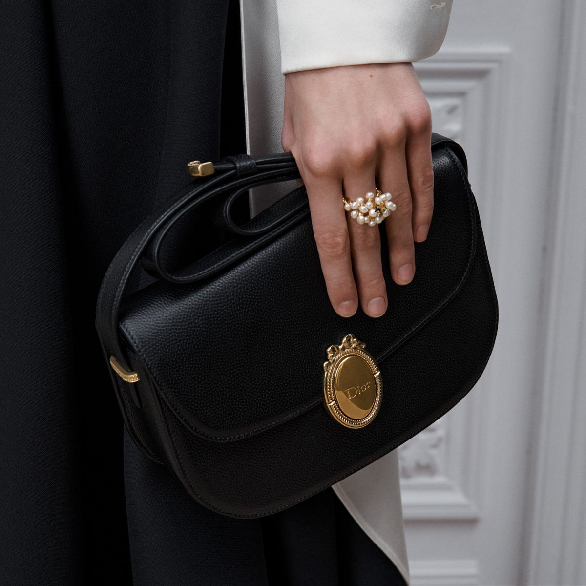 Medium Dior Médaillon Flap Bag Black 6