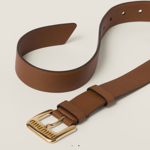 MIiu Miu Nappa Leather Belt Oak 2