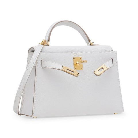 Mini Kelly Hermès In Epsom Leather In White With Gold Hardware - BEAUTY BAR