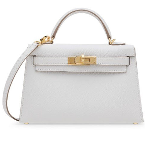 Mini Kelly Hermès In Epsom Leather In White With Gold Hardware - BEAUTY BAR