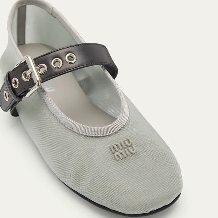 Miu Miu Aluminum Mesh Fabric Ballerinas 3