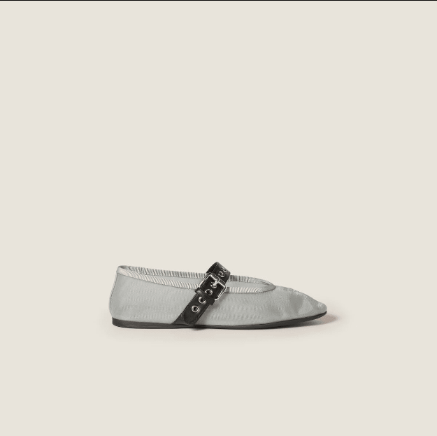 Miu Miu Aluminum Mesh Fabric Ballerinas 6