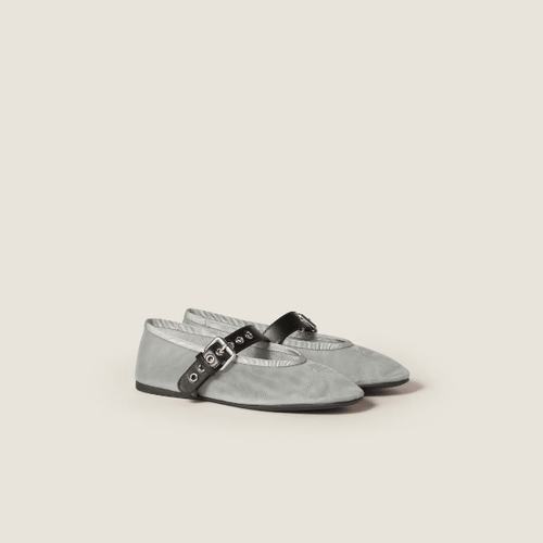 Miu Miu Aluminum Mesh Fabric Ballerinas