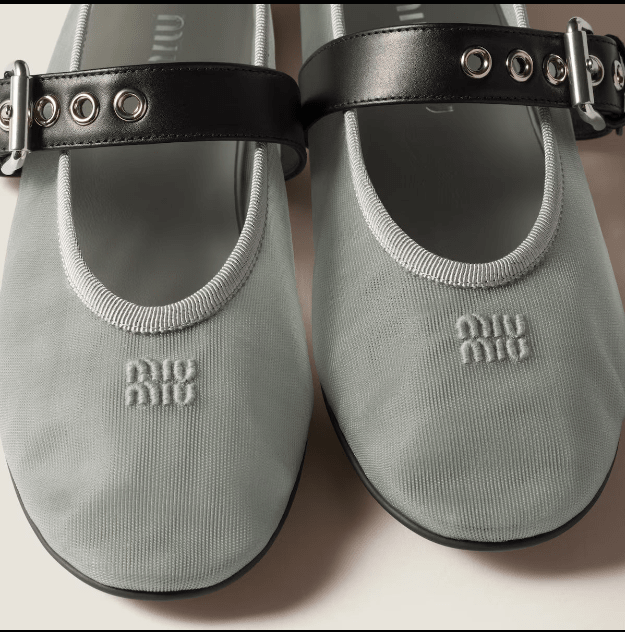 Miu Miu Aluminum Mesh Fabric Ballerinas 5