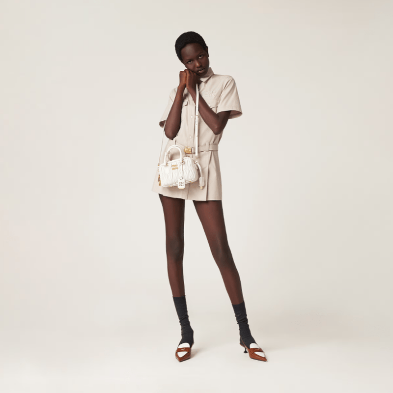 Miu Miu Arcadie Matelasse Leather S Narrow-Bag White 5