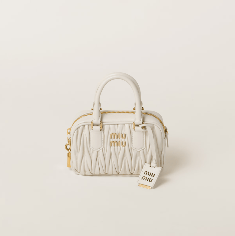 Miu Miu Arcadie Matelasse Leather S Narrow-Bag White