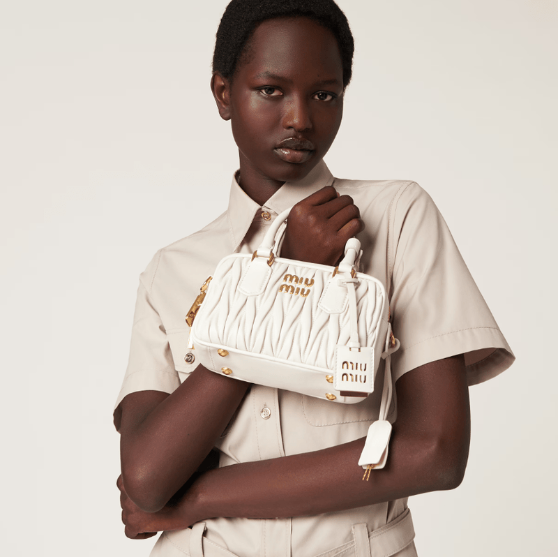 Miu Miu Arcadie Matelasse Leather S Narrow-Bag White 6