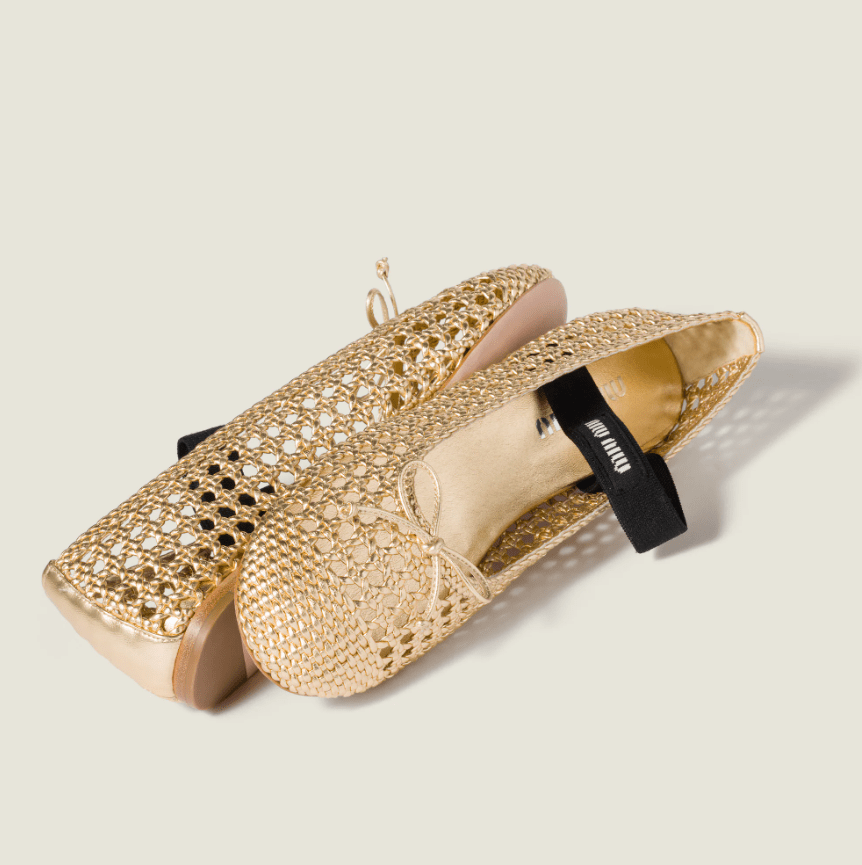 Miu Miu Braided Ballerina Flats Detailed With Soft Leather 5