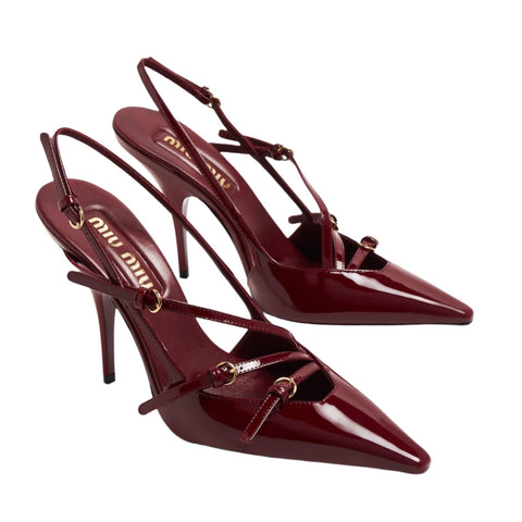 Miu Miu Burgundy Heels With Back Strap - BEAUTY BAR