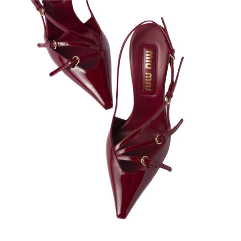 Miu Miu Burgundy Heels With Back Strap - BEAUTY BAR