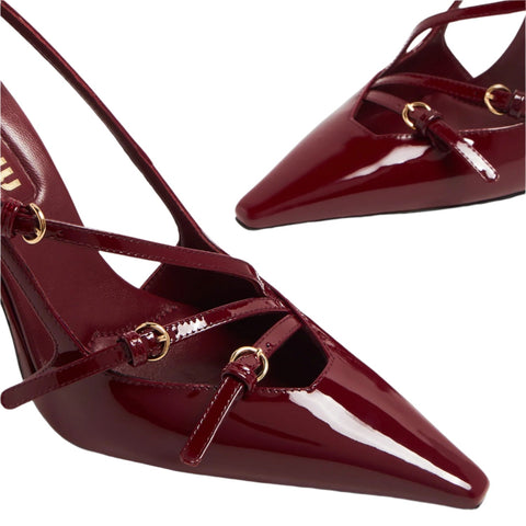 Miu Miu Burgundy Heels With Back Strap - BEAUTY BAR