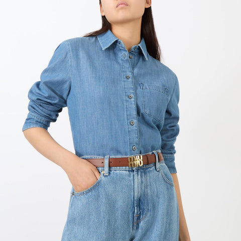 Miu Miu City Logo Leather Belt - BEAUTY BAR