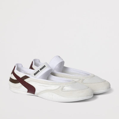 Miu Miu Fabric And Suede Gymnasium Ballet Flats