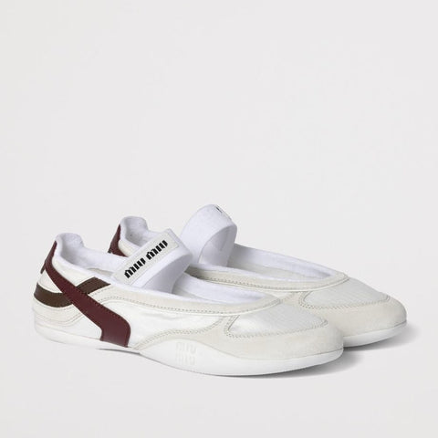 Miu Miu Fabric And Suede Gymnasium Ballet Flats - BEAUTY BAR