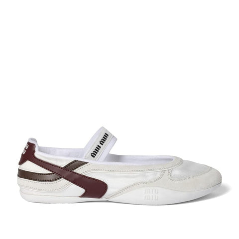 Miu Miu Fabric And Suede Gymnasium Ballet Flats - BEAUTY BAR