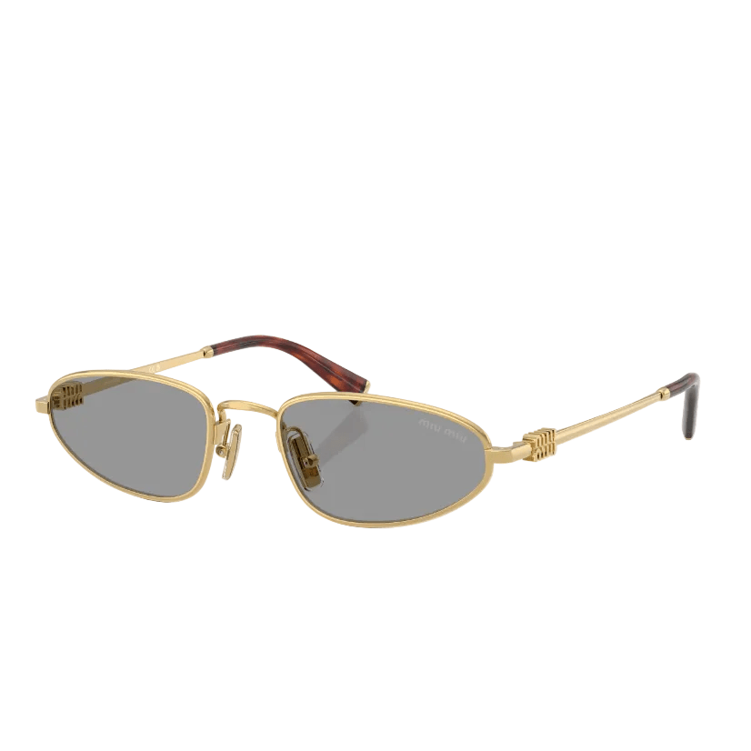 Miu Miu Gold Frame Oval Sunglasses With Grey Lenses 1