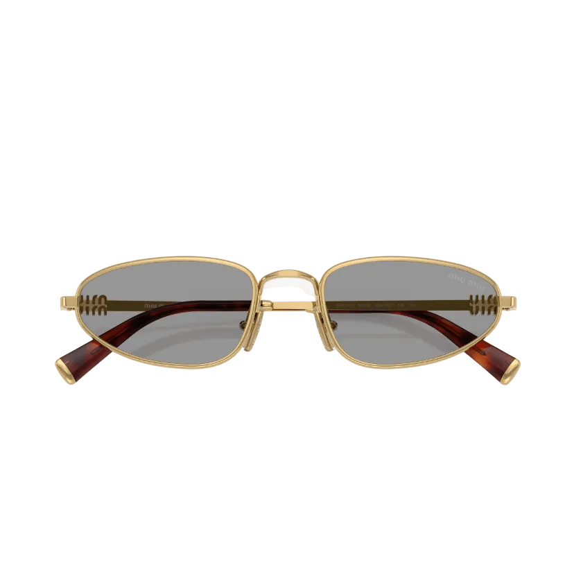 Miu Miu Gold Frame Oval Sunglasses With Grey Lenses 5