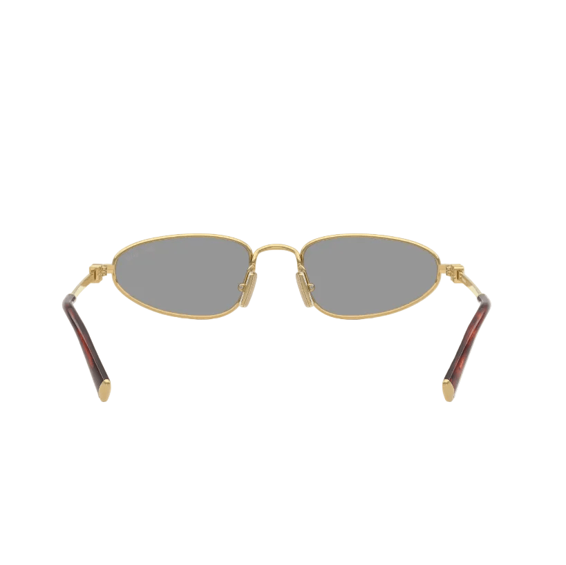 Miu Miu Gold Frame Oval Sunglasses With Grey Lenses 4