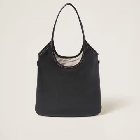 Miu Miu IVY Canvas And Black Leather Bag - BEAUTY BAR