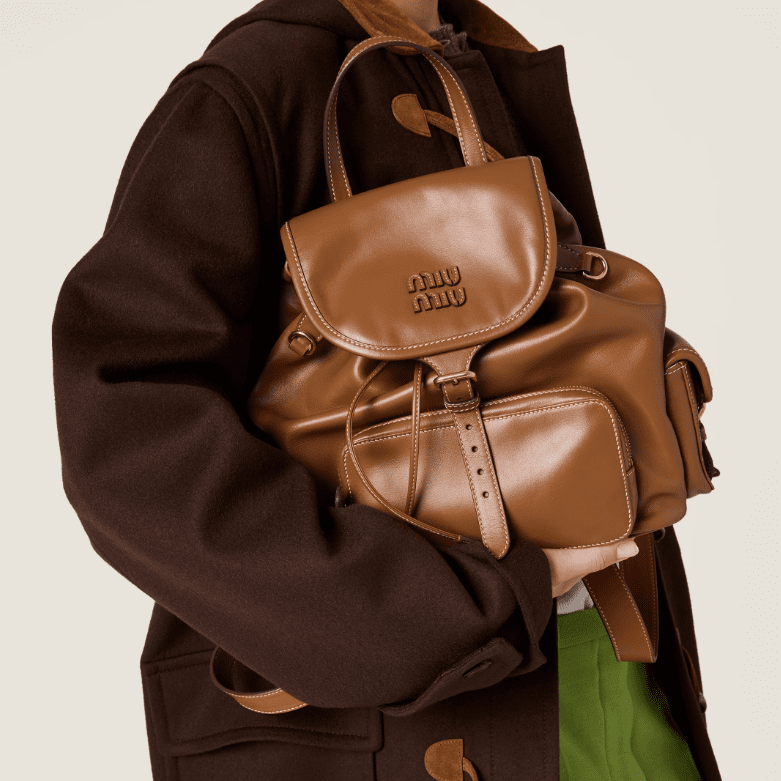 Miu Miu Leather Backpack Cognac 3