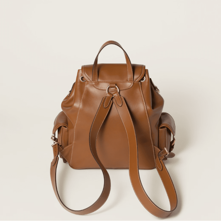 Miu Miu Leather Backpack Cognac 5