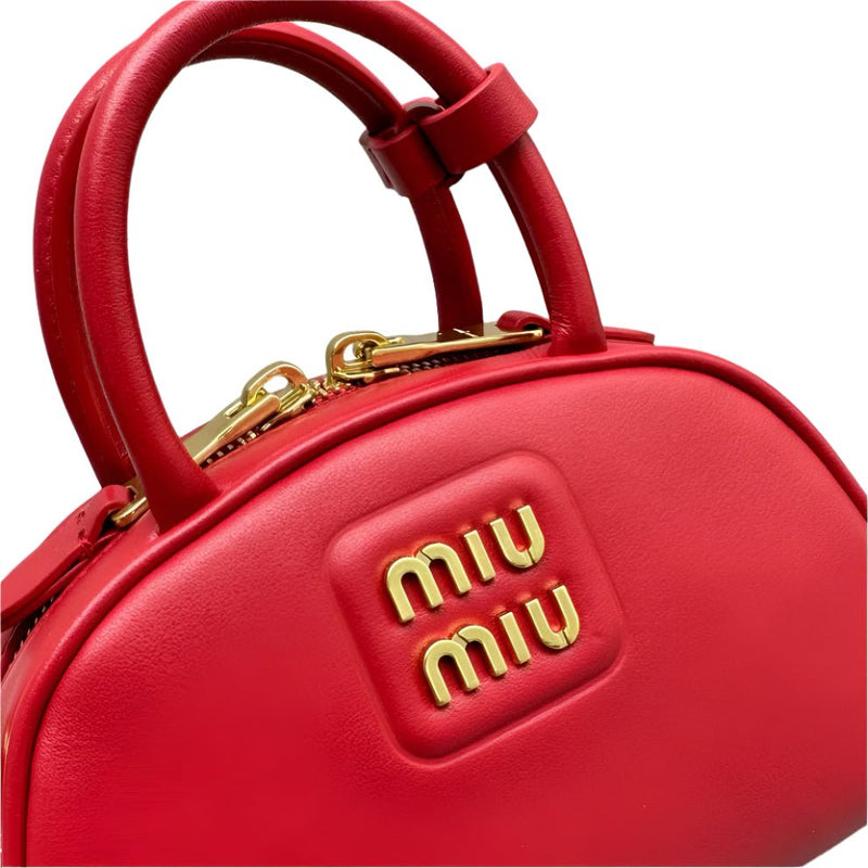 Miu Miu Top-Handle Bag In Leather With Gold-Tone Hardware Red 3