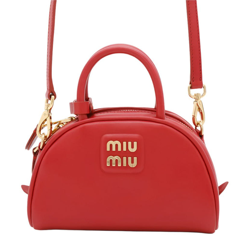 Miu Miu Top-Handle Bag In Leather With Gold-Tone Hardware Red 2